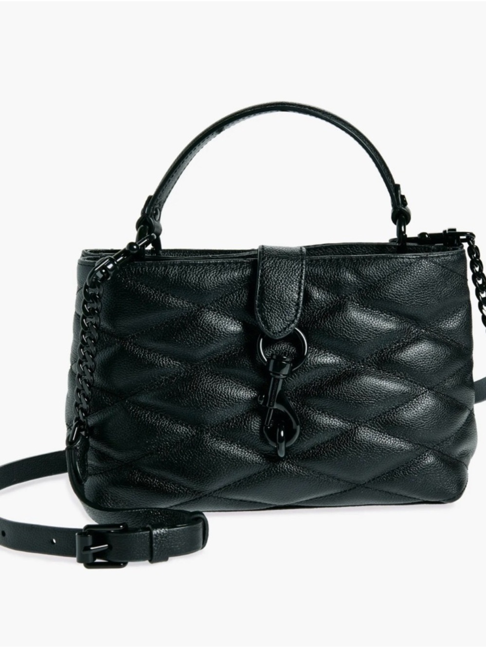 Rebecca Minkoff Edie Quilted Black Leather Top-Handle Shoulder Bag